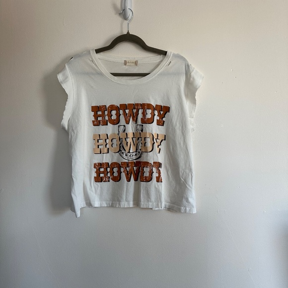 Altar'd State Howdy Distressed Sleeveless Graphic Tee, Size Large - Picture 6 of 8